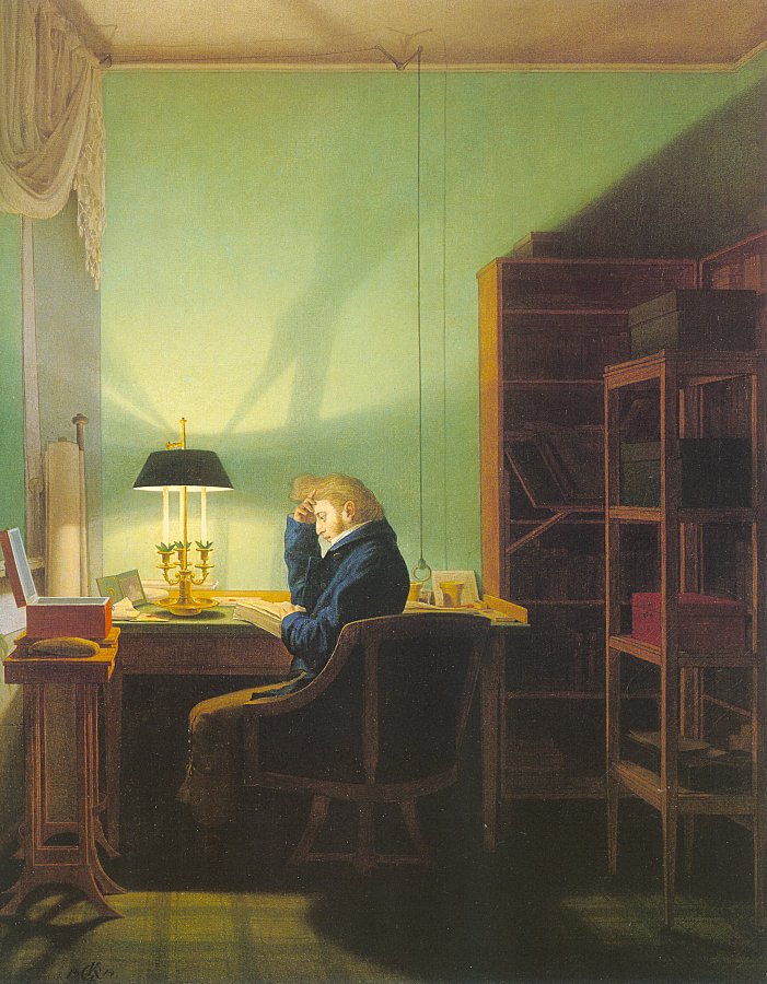 Georg Friedrich Kersting Man Reading by Lamplight